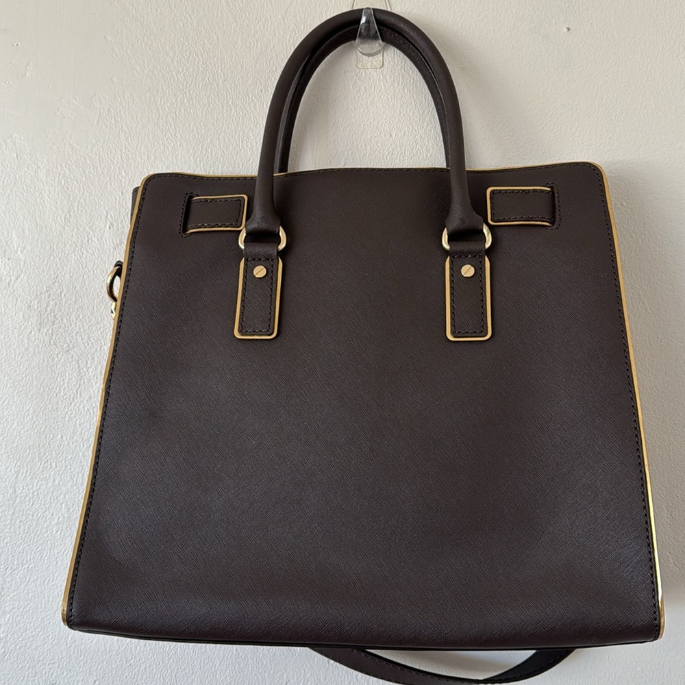 NWT MK BROWN Large Brown Bag w/Gold Trim and Chain Strap-Hamilton Speccio - Picture 4 of 11